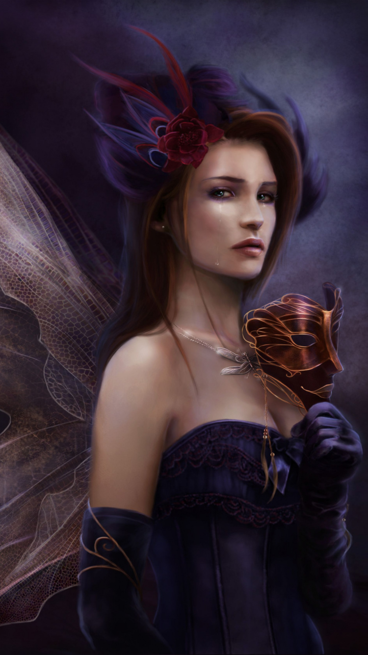 Обои фея, мифология, темнота, субкультуры, черные волосы в разрешении 750x1334