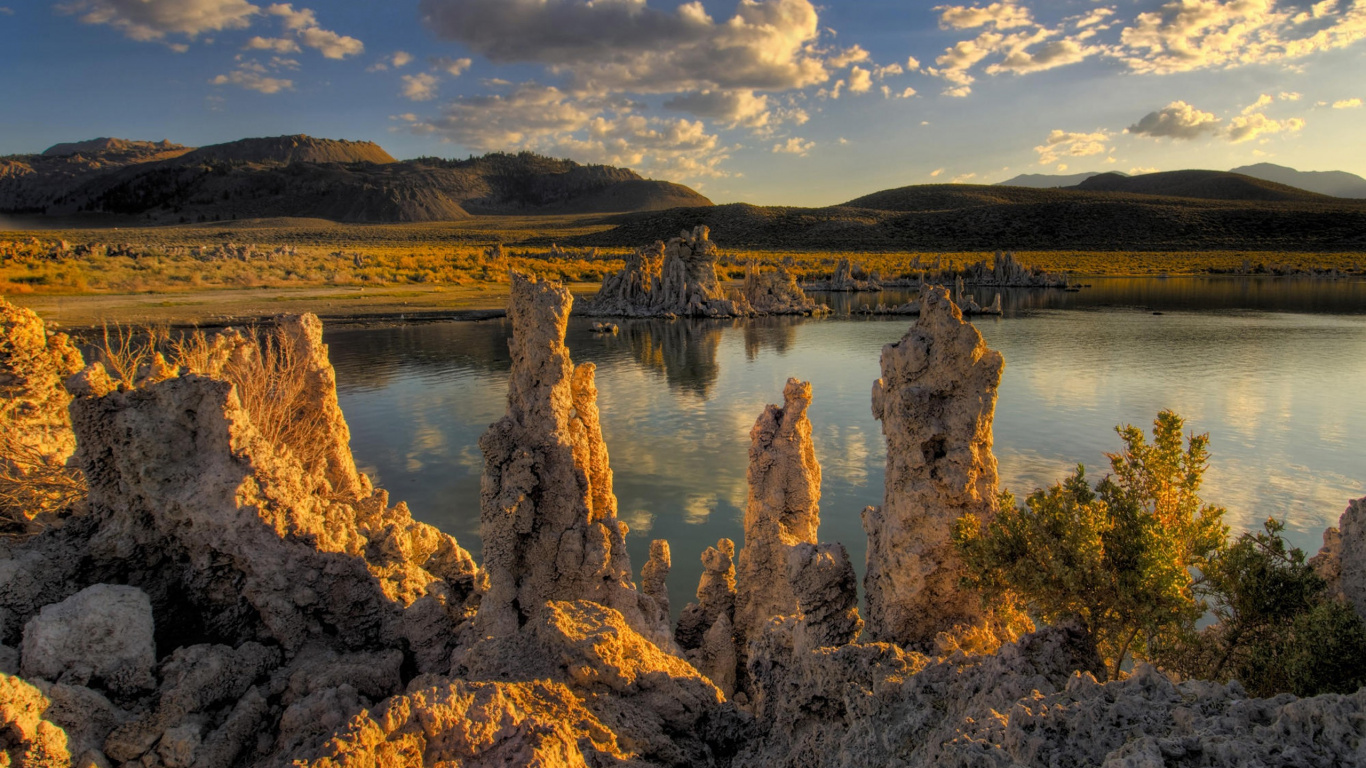 Обои пейзаж, природа, отражение, дикая местность, озеро в разрешении 1366x768