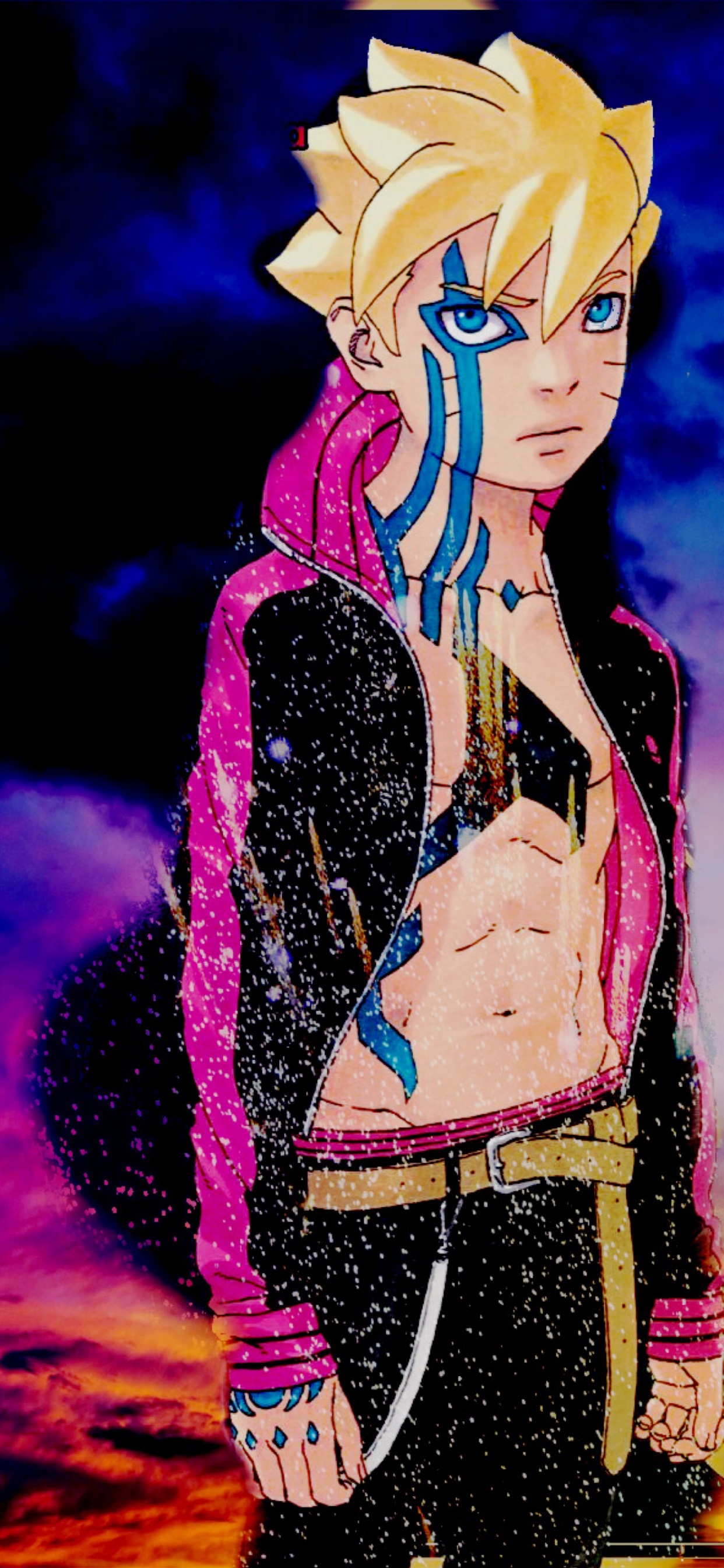 Обои боруто боруто-наруто фильм, арт, пурпур, розовый, облако в разрешении 1242x2688