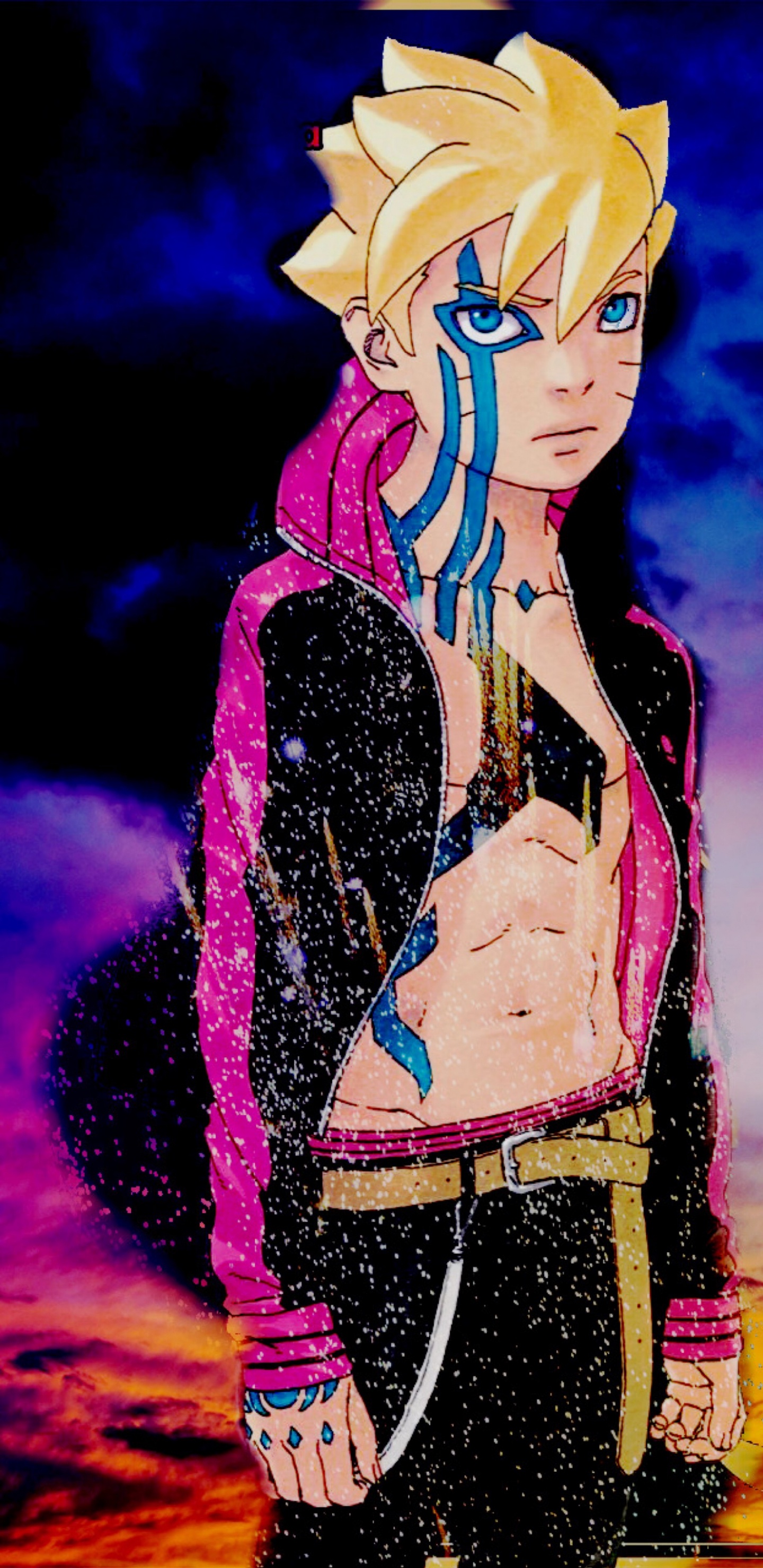 Обои боруто боруто-наруто фильм, арт, пурпур, розовый, облако в разрешении 1440x2960