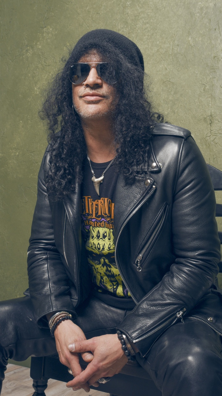 Обои Слэш, Guns N Roses, кожаная куртка, куртка, прохлада в разрешении 720x1280