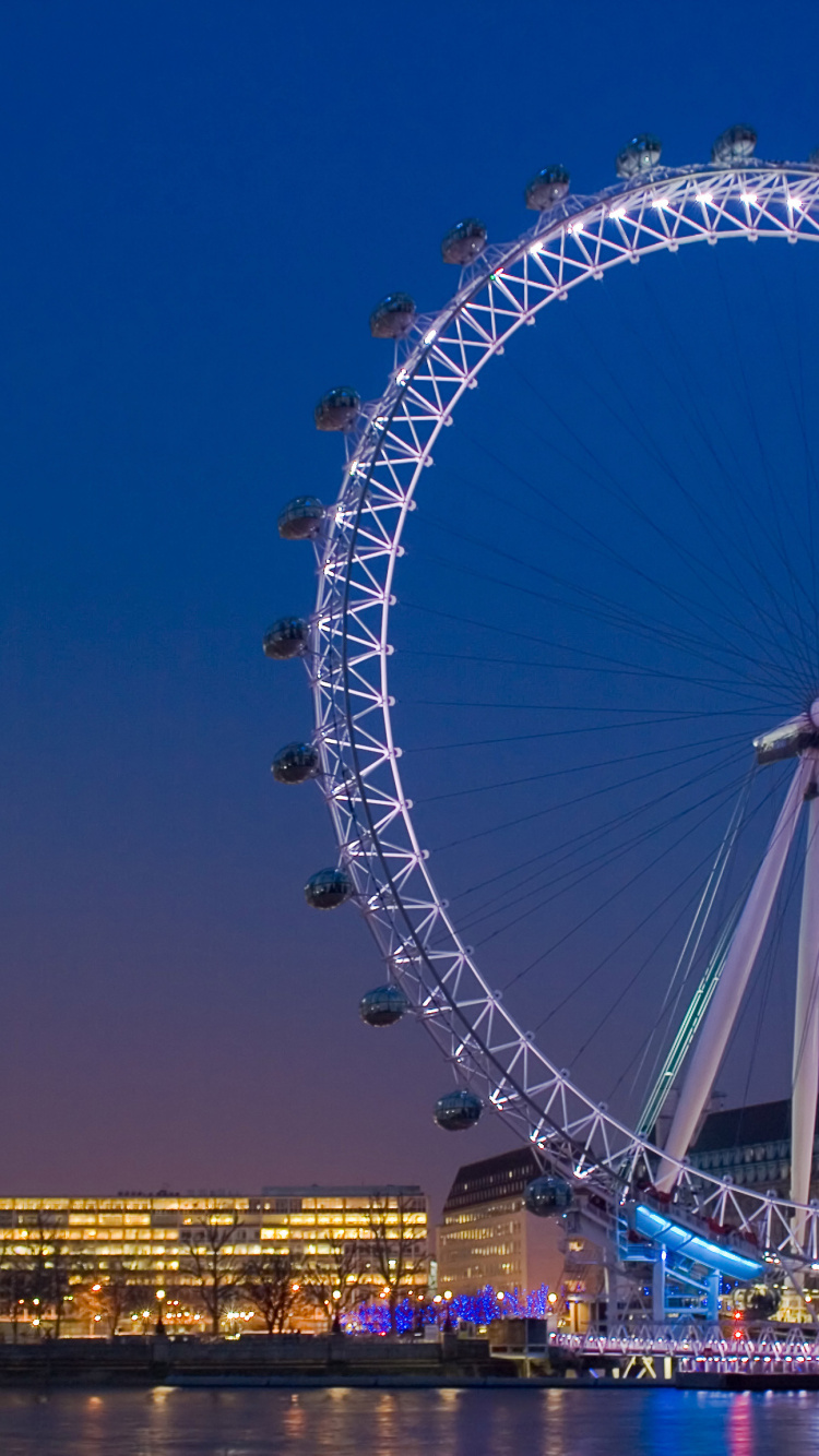 Обои лондонский глаз, река темза, колесо обозрения, достопримечательность, ориентир в разрешении 750x1334