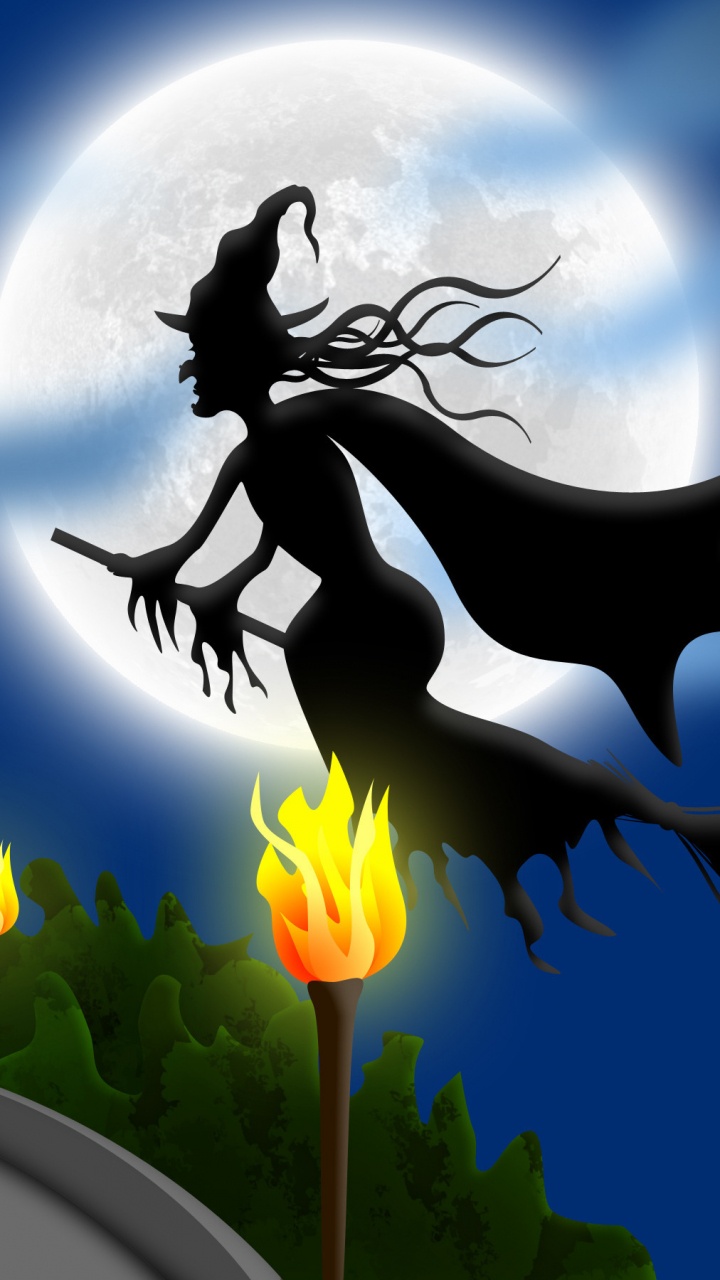 Обои иллюстрация, небо, Хэллоуин, трава, мой крошечный телефон в разрешении 720x1280