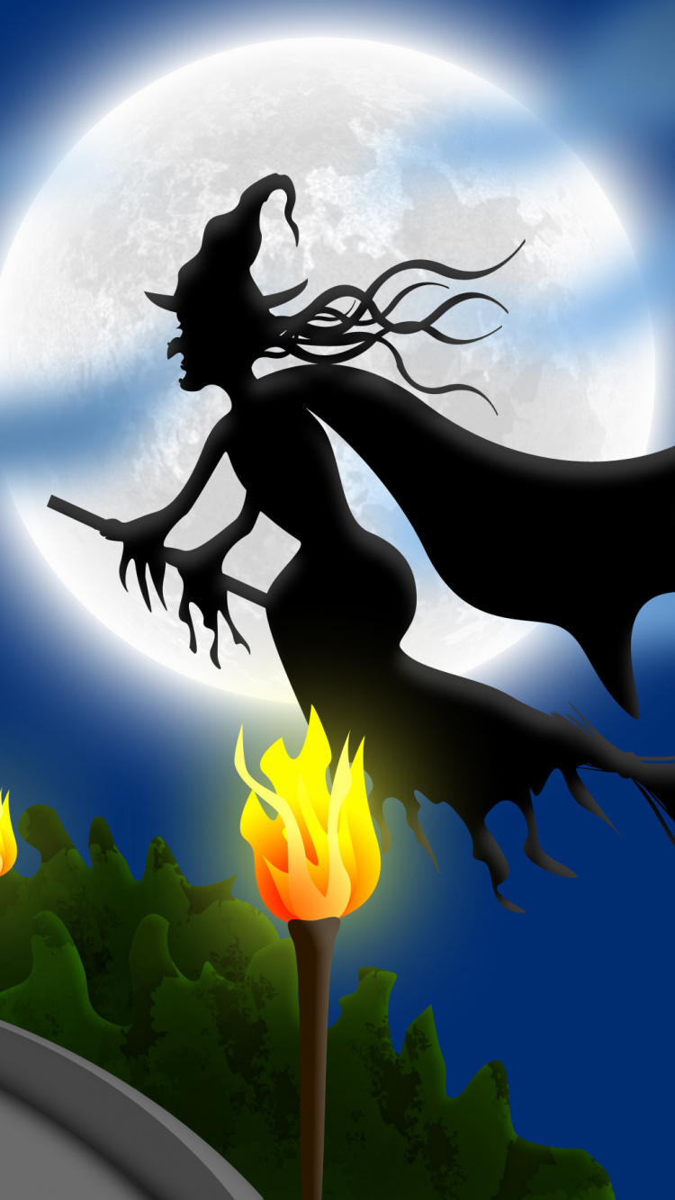 Обои иллюстрация, небо, Хэллоуин, трава, мой крошечный телефон в разрешении 750x1334