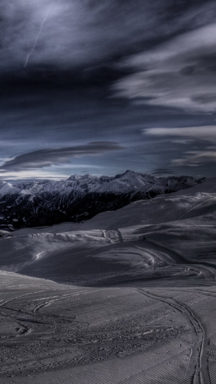 Обои природа, гора, облако, атмосфера, произведение искусства в разрешении 750x1334