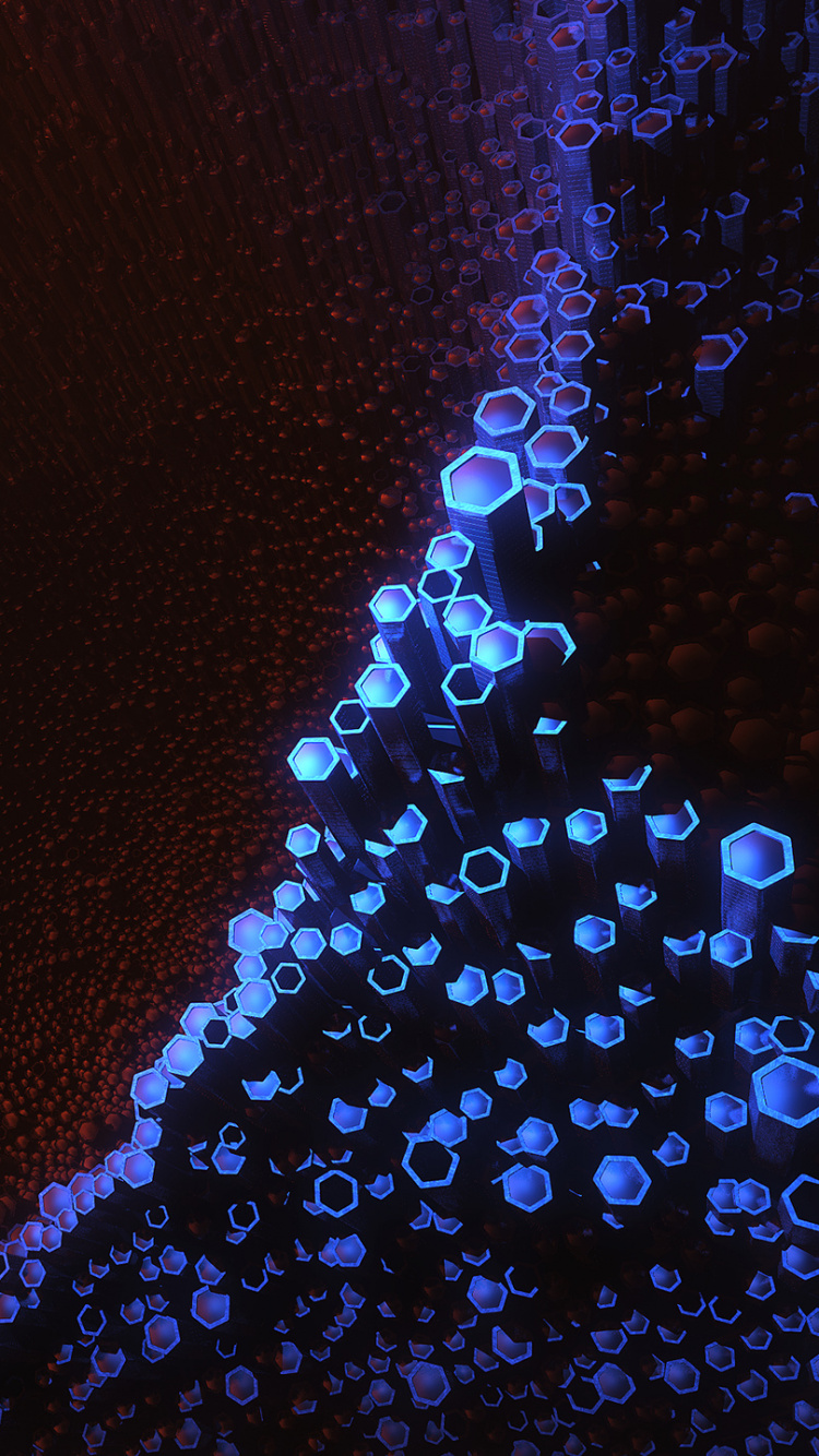 Обои абстрактное искусство, цифровое искусство, арт, синий, пурпур в разрешении 750x1334