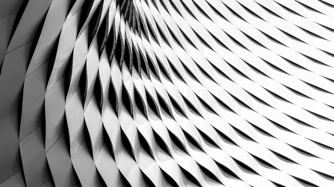 Обои дизайн, черный и белый, черный, монохромный, линия в разрешении 1280x720