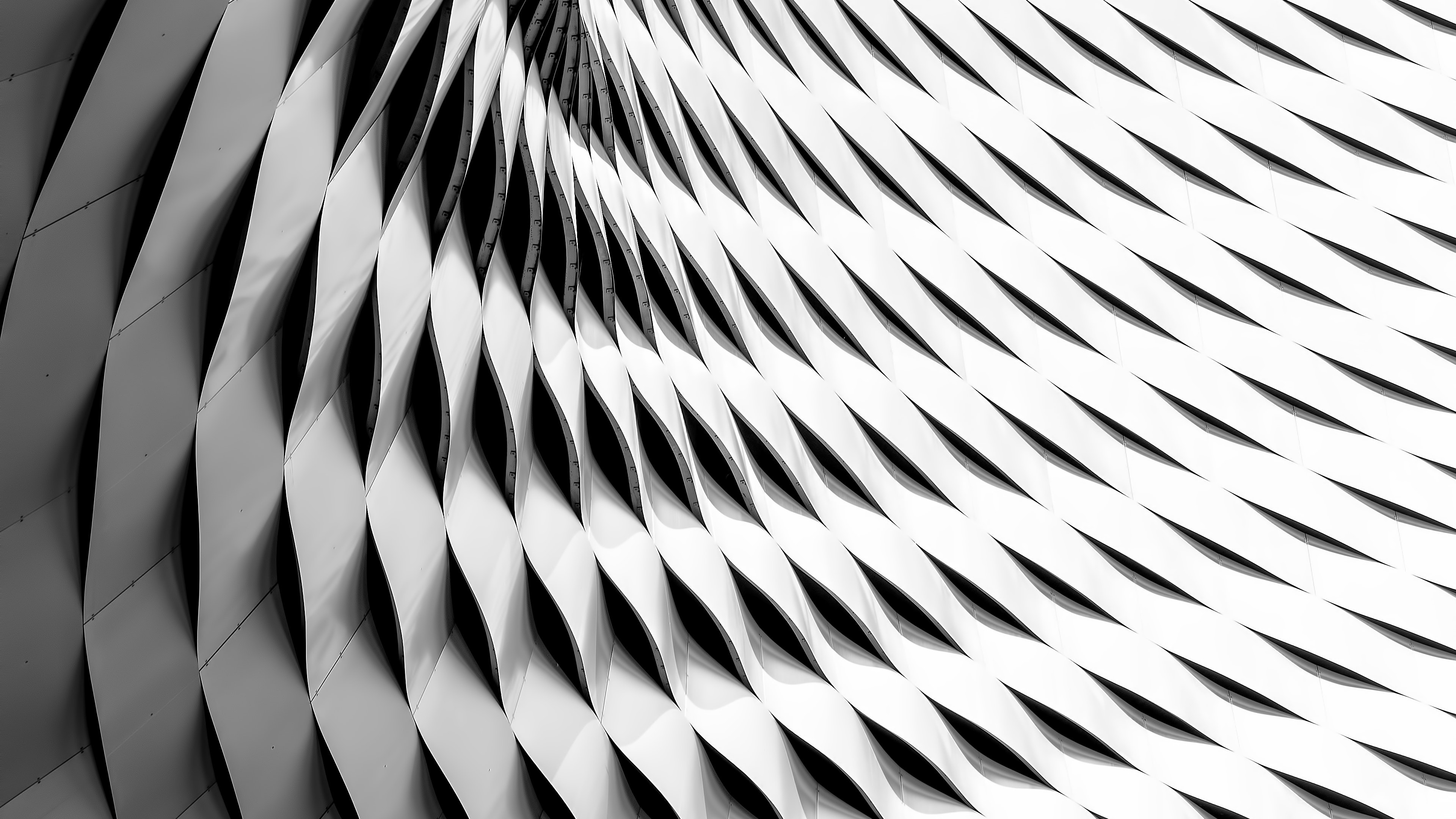 Обои дизайн, черный и белый, черный, монохромный, линия в разрешении 3840x2160