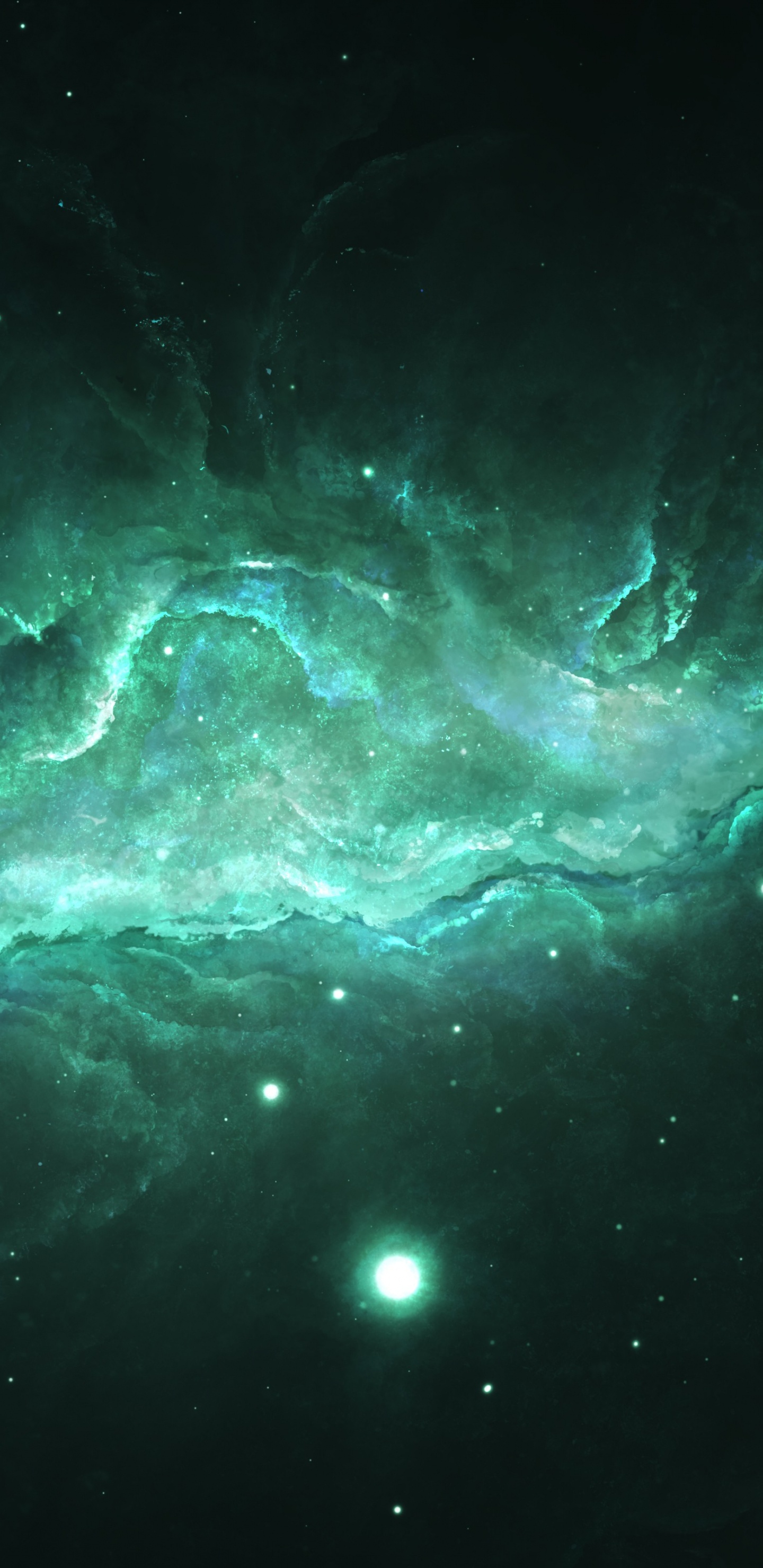 Обои туманность, звезда, Галактика, атмосфера, вода в разрешении 1440x2960