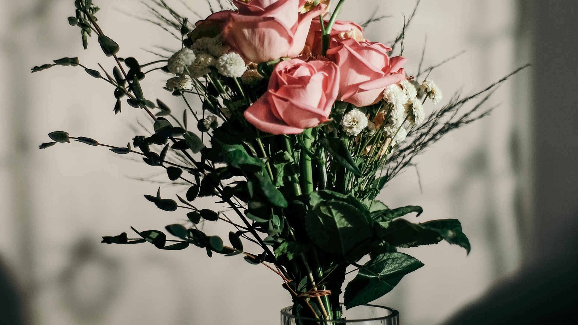 Обои цветочный дизайн, цветок, флористики, цветочный букет, розовые цветы в разрешении 1920x1080