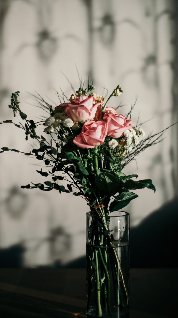 Обои цветочный дизайн, цветок, флористики, цветочный букет, розовые цветы в разрешении 750x1334