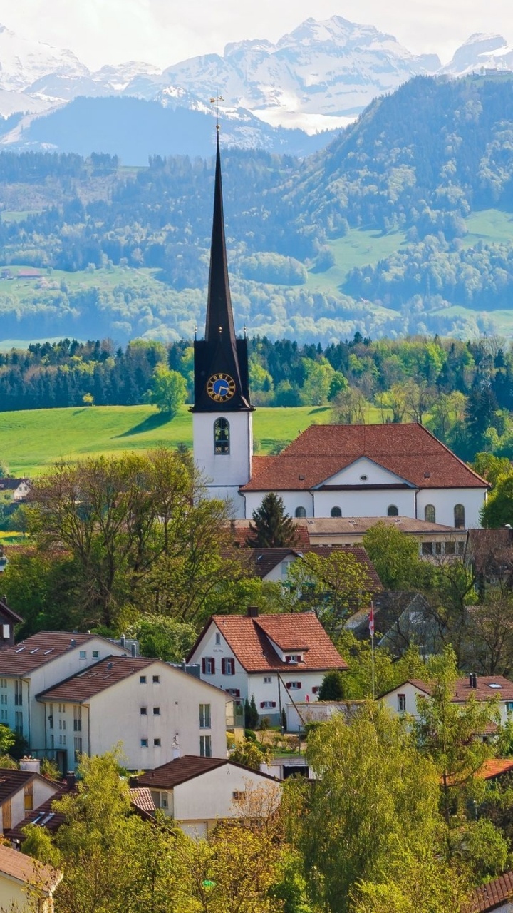 Обои горная деревня, горный хребет, городок, гора, горный рельеф в разрешении 720x1280