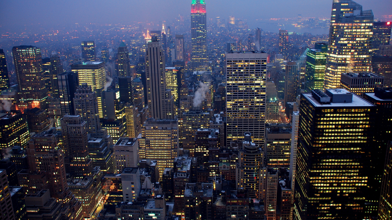 Обои рокфеллеровский центр, городской пейзаж, город, метрополия, городской район в разрешении 1280x720