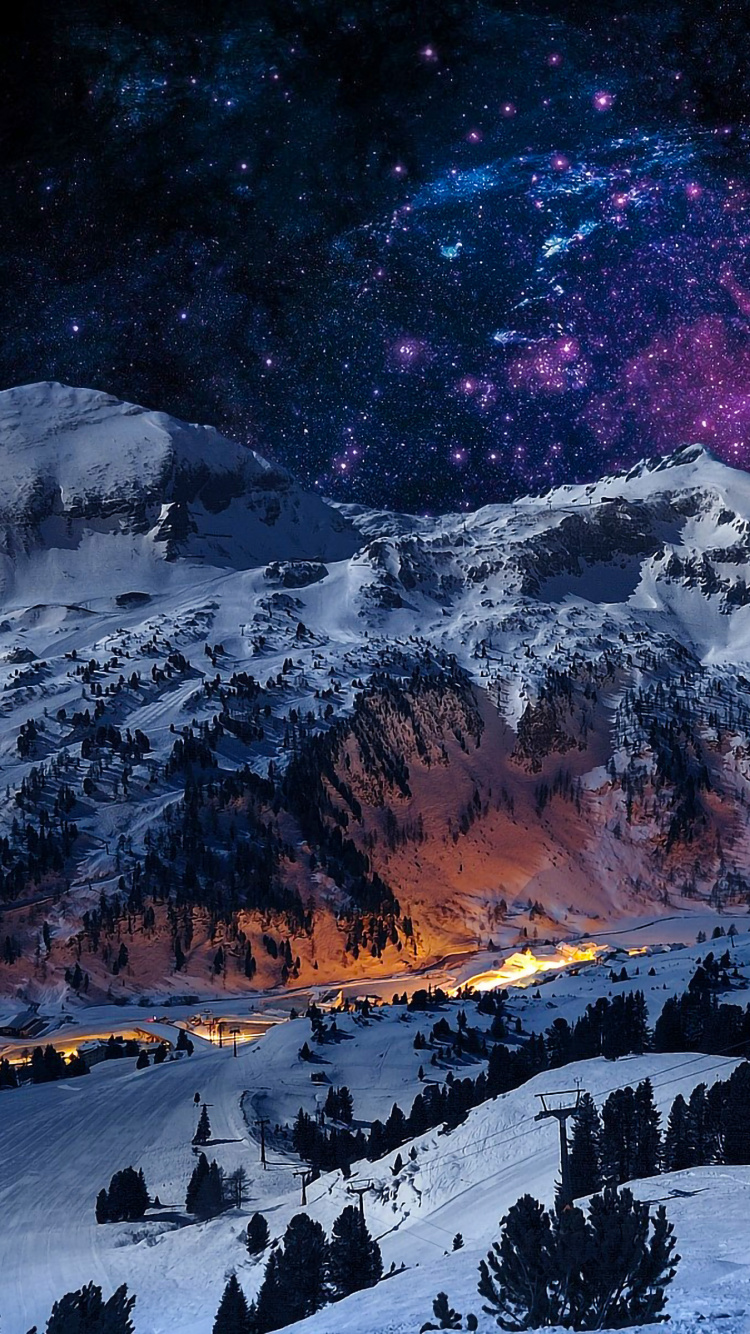 Обои снег, гора, природа, зима, горный рельеф в разрешении 750x1334