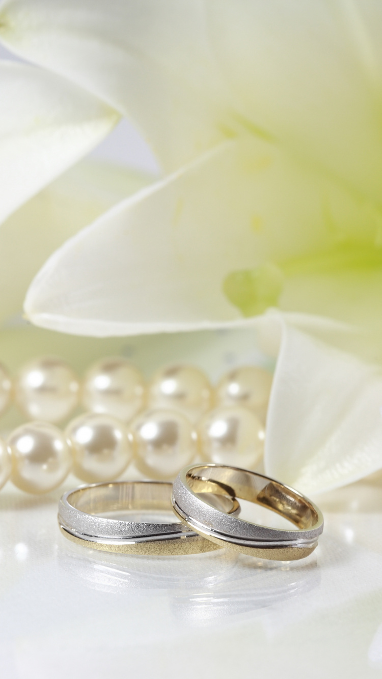 Обои свадебные приглашения, свадьба, обручальное кольцо, белые, жемчужина в разрешении 750x1334