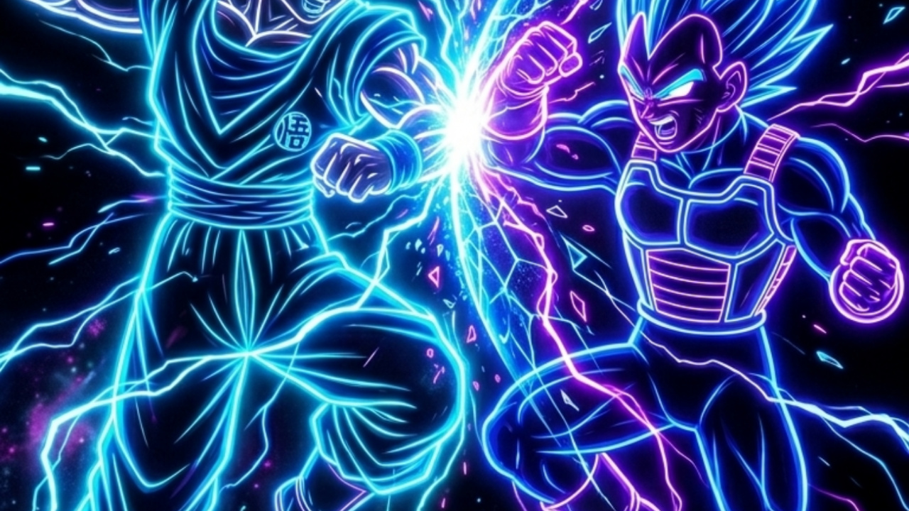 Обои гоку, Gogeta, Вегета драконий шар, темнота, синий в разрешении 1280x720