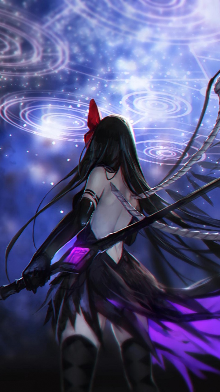 Обои Хомура Акеми, арт, пурпур, Фиолетовый, крыло в разрешении 720x1280