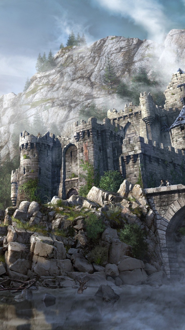 Обои произведение искусства, арт, живопись, дерево, пейзаж в разрешении 720x1280