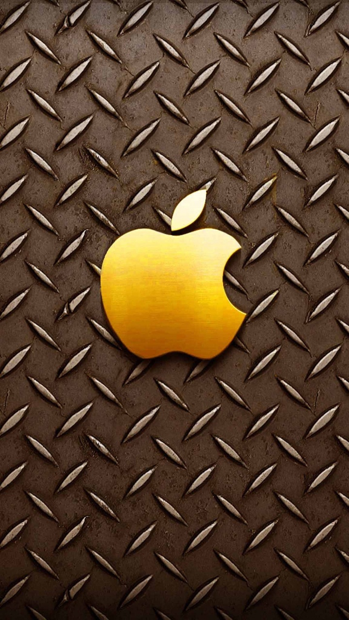 Обои apple, желтый, стена, узор, дизайн в разрешении 720x1280