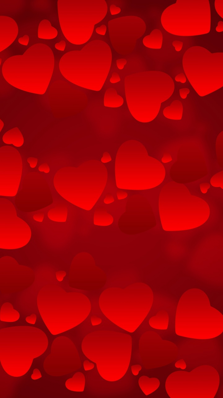 Обои сердце, красный цвет, День Святого Валентина, лепесток, узор в разрешении 720x1280