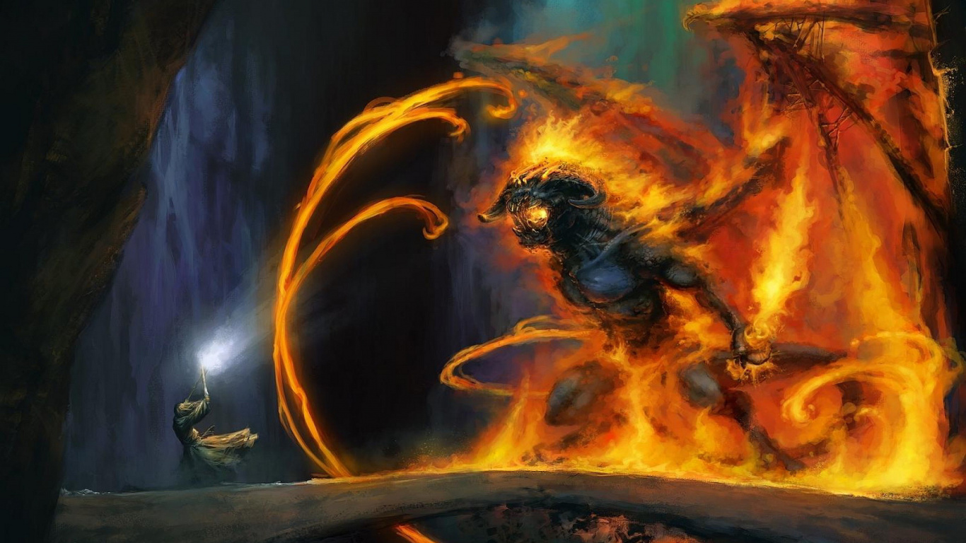 Обои гендальф, Gothmog, Балрог, Властелин Колец, Бэйн Durins в разрешении 1366x768