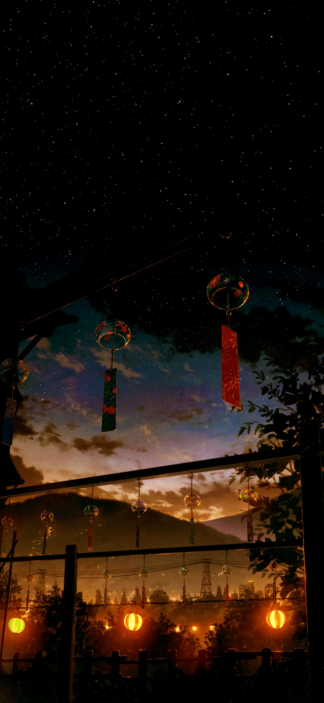 Обои аниме фонарь, аниме, фонарь, постер, живопись в разрешении 1125x2436