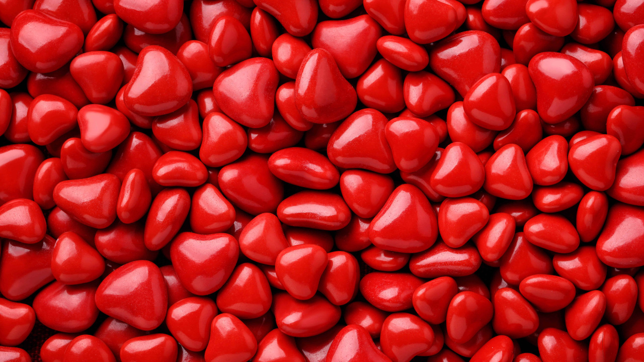 Обои конфета, сердце, красный цвет, леденец, Кекс в разрешении 1280x720