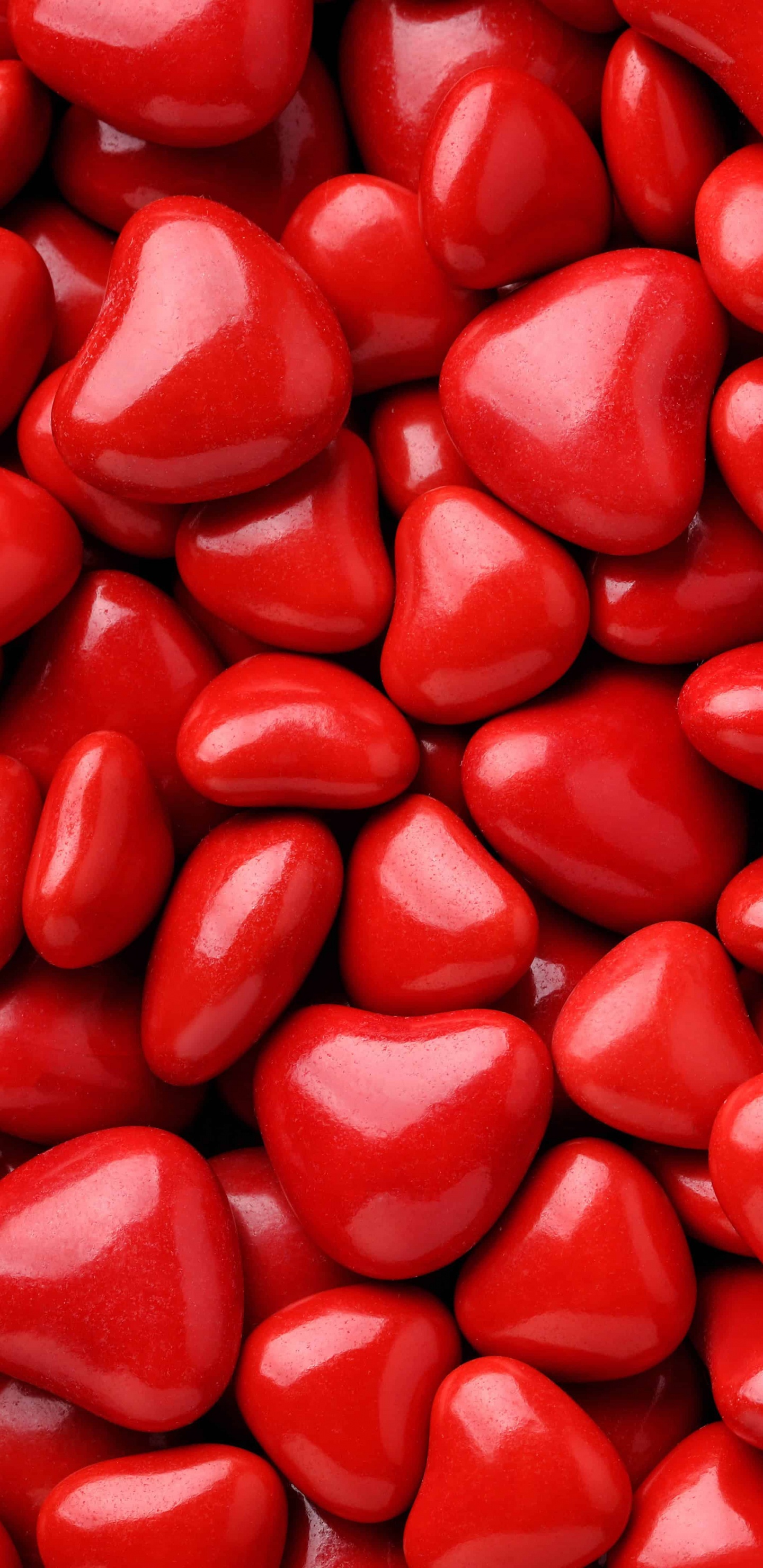 Обои конфета, сердце, красный цвет, леденец, Кекс в разрешении 1440x2960