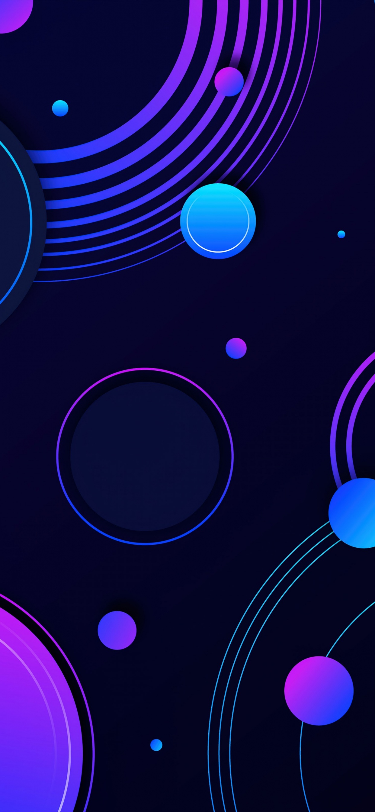 Обои круг, красочность, синий, свет, пурпур в разрешении 1242x2688