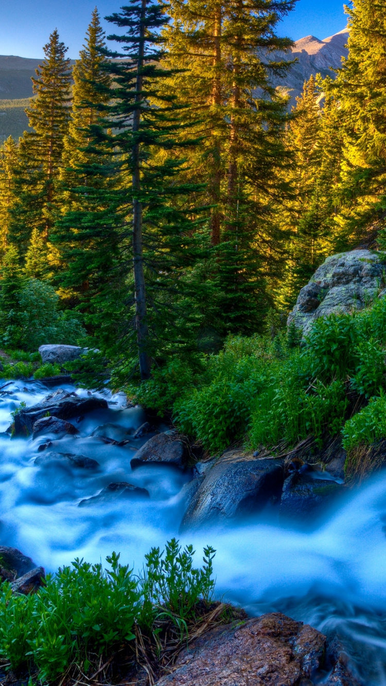 Обои горная река, гора, природа, вода, поток в разрешении 750x1334