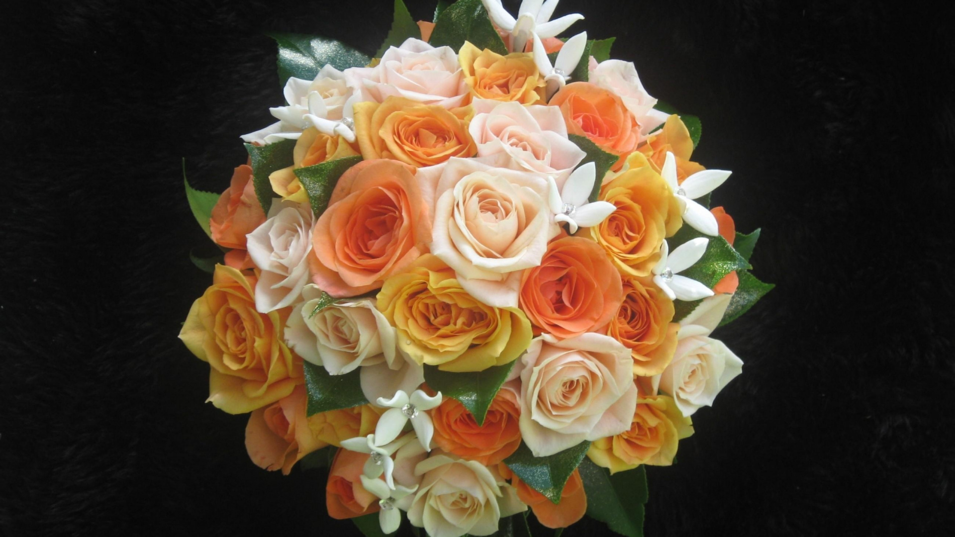 Обои цветочный букет, сад роз, желтый, срезанные цветы, Апельсин в разрешении 1920x1080