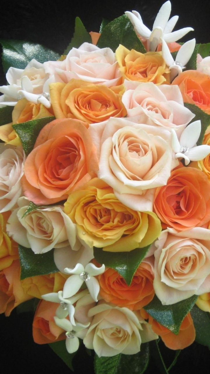 Обои цветочный букет, сад роз, желтый, срезанные цветы, Апельсин в разрешении 720x1280
