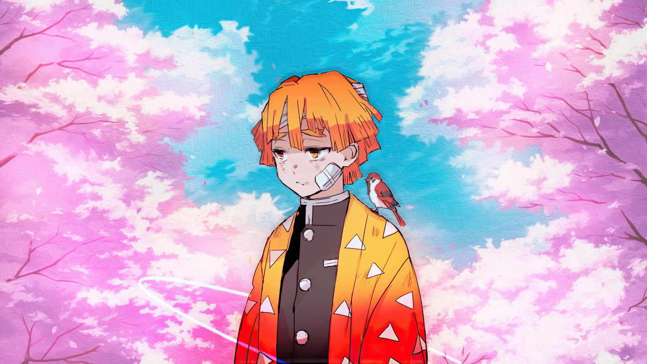 Обои аниме, зеницу агацума, убийца демонов kimetsu no yaiba, Люди в природе, мультфильм в разрешении 1280x720