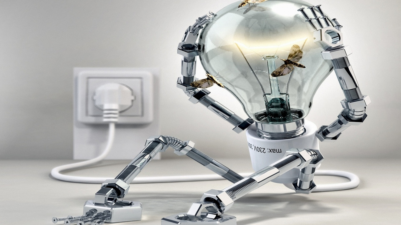 Обои робот, машина, технологии, Shibass, электричество в разрешении 1366x768