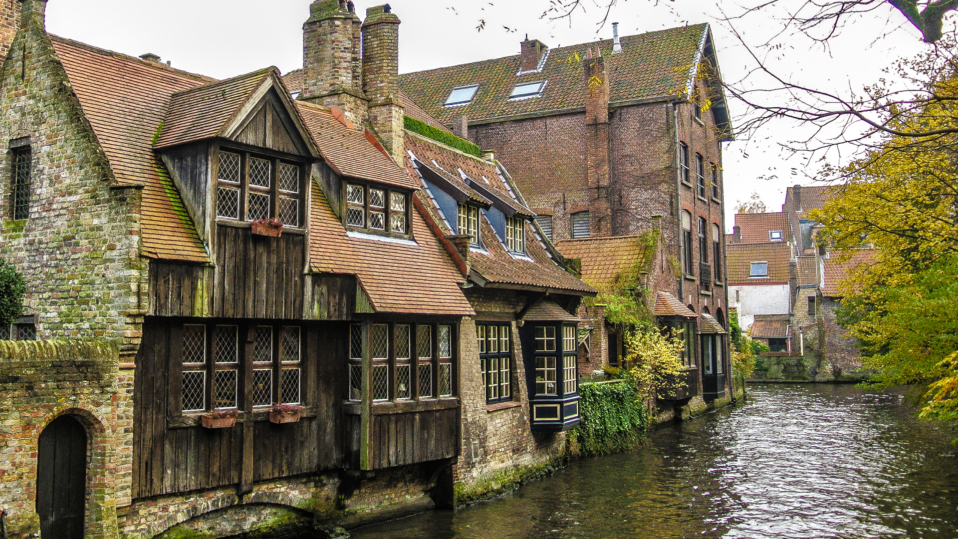 Обои канал, водный путь, вода, городок, Хаус в разрешении 1920x1080