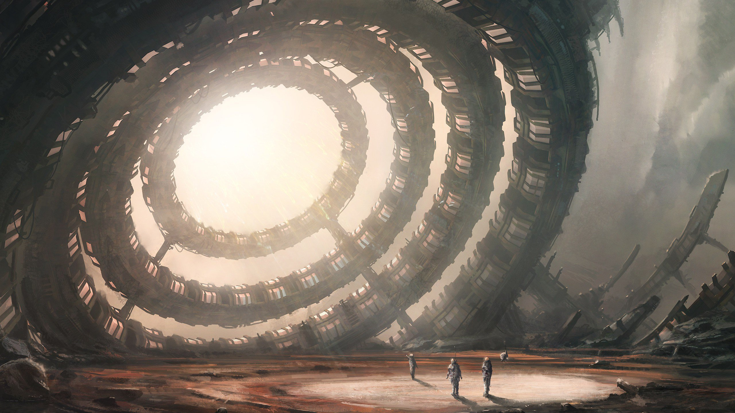 Обои арт, спираль, круг, экологическое искусство, видео в разрешении 2560x1440