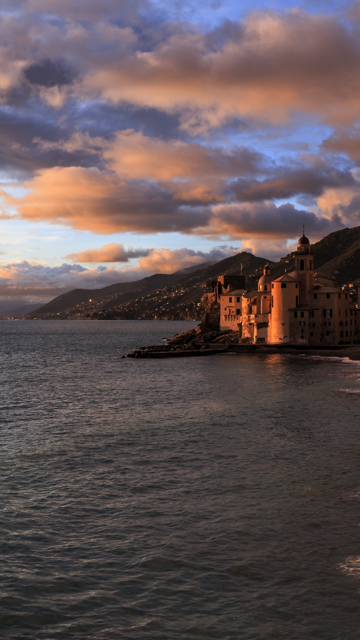 Обои Камольи, море, берег, пляж, закат в разрешении 720x1280