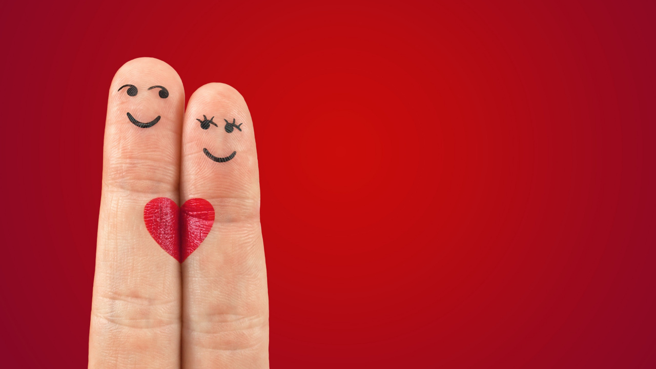 Обои День Святого Валентина, крепкое объятие, сердце, палец, красный цвет в разрешении 1280x720