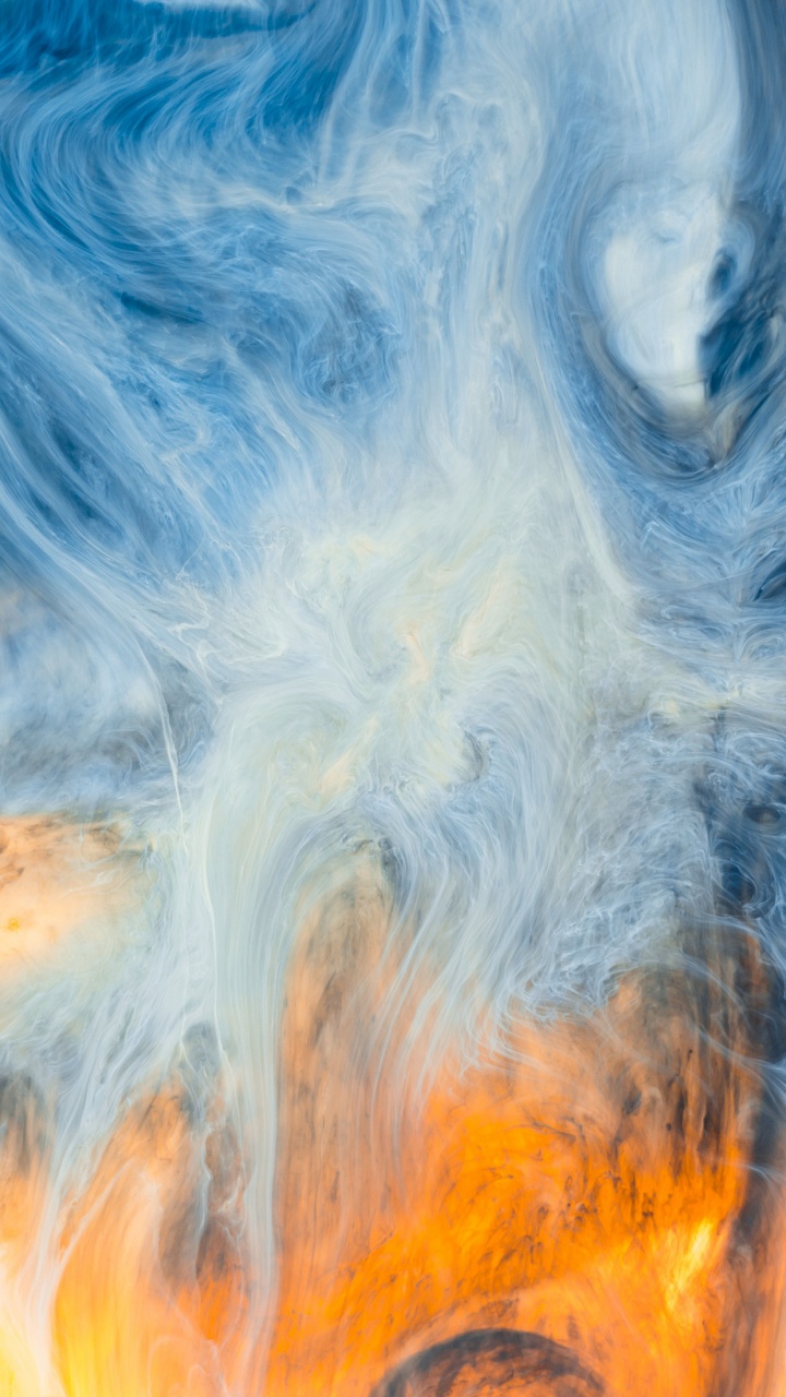 Обои синий, вода, волна, пространство, акриловая краска в разрешении 720x1280