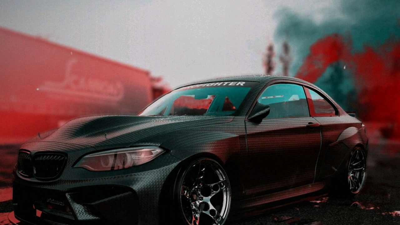 Обои отражение, легковые автомобили, колесо, шина, облако в разрешении 1280x720