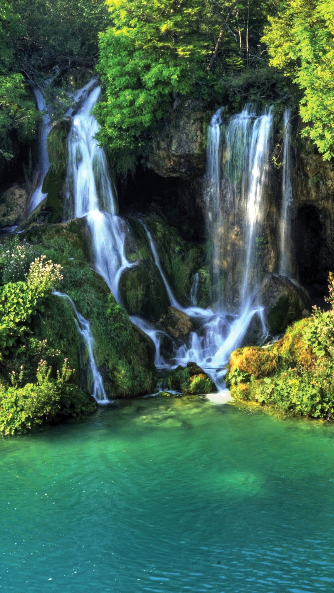 Обои водопад, фреска, водоем, гидроресурсы, природный ландшафт в разрешении 1080x1920