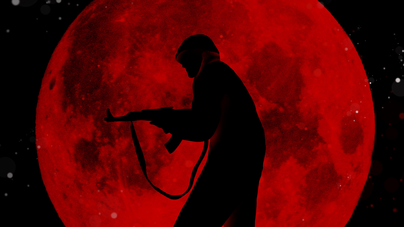 Обои луна, мир, Люди в природе, астрономический объект, арт в разрешении 1366x768