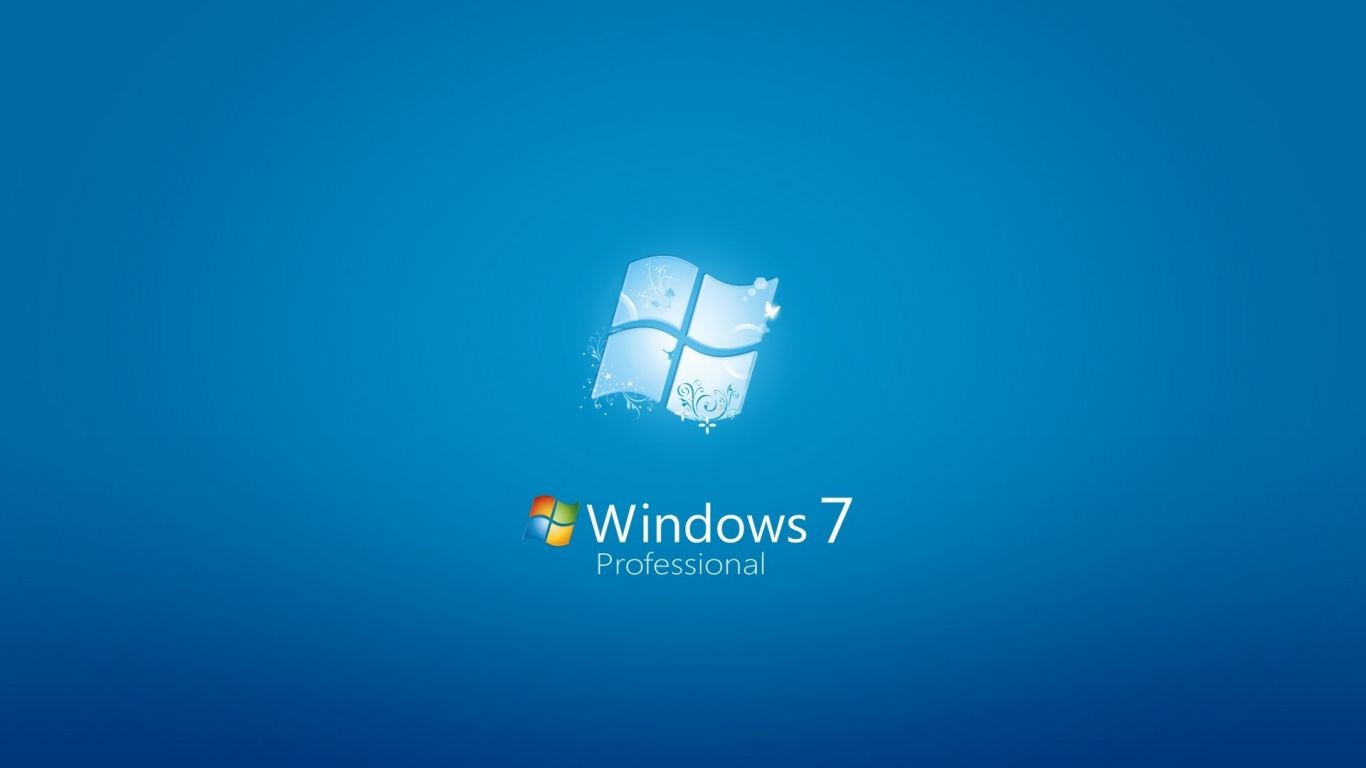 Обои windows 7, microsoft windows, синий, лазурный, текст в разрешении 1366x768