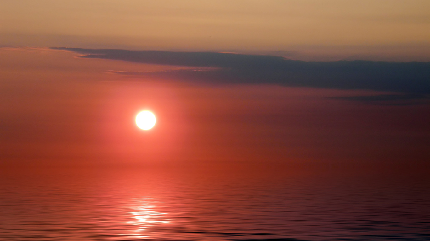 Обои закат, вечер, горизонт, солнце, восход солнца в разрешении 1366x768
