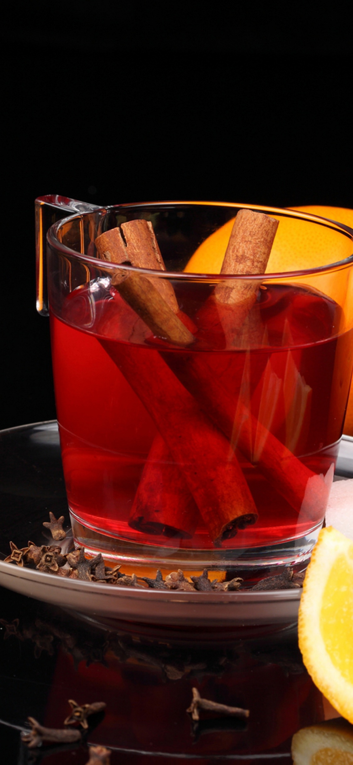 Обои чай, апельсиновый сок, травяной чай, корица, черный чай в разрешении 1125x2436