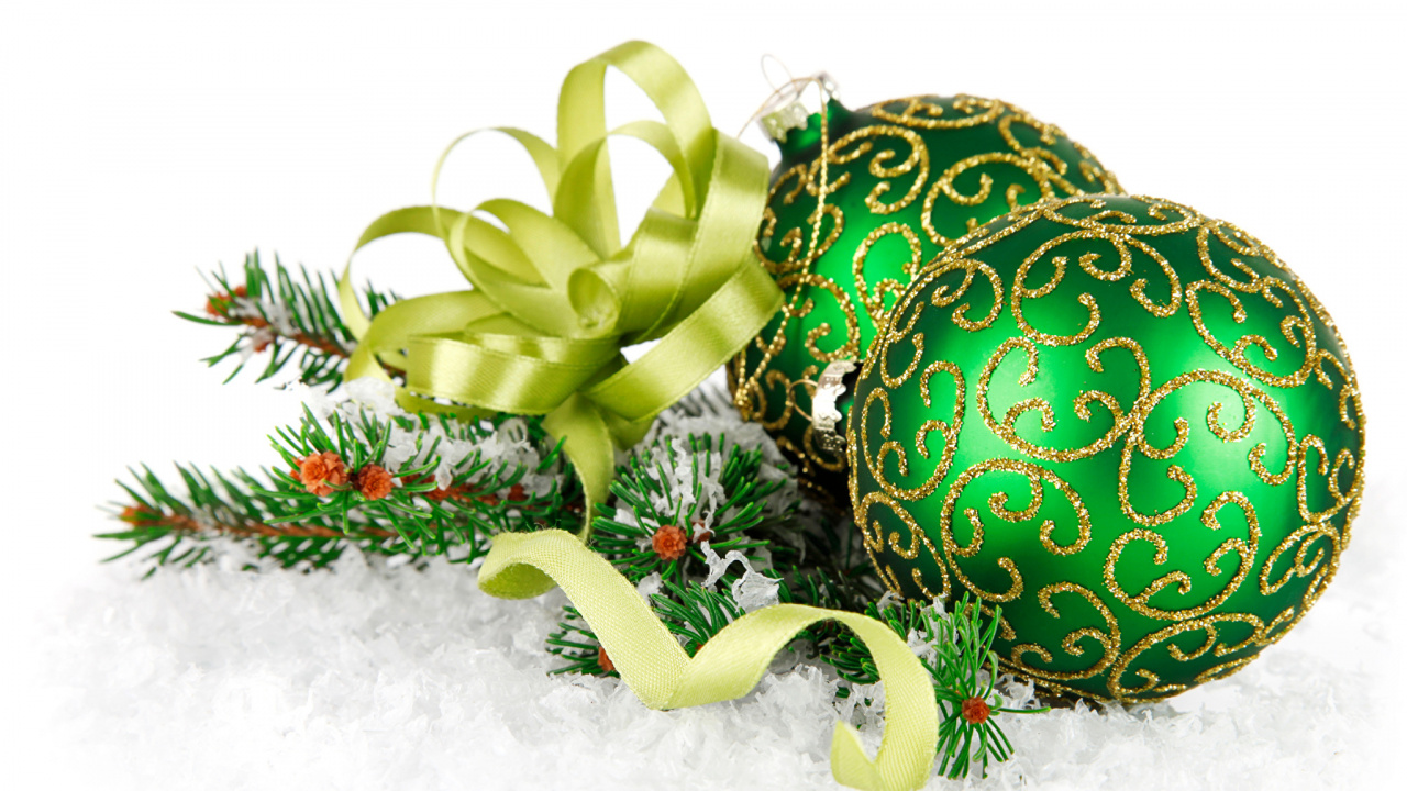 Обои Рождественский день, Новый год, рождественский орнамент, Рождественские украшения, Рождество в разрешении 1280x720