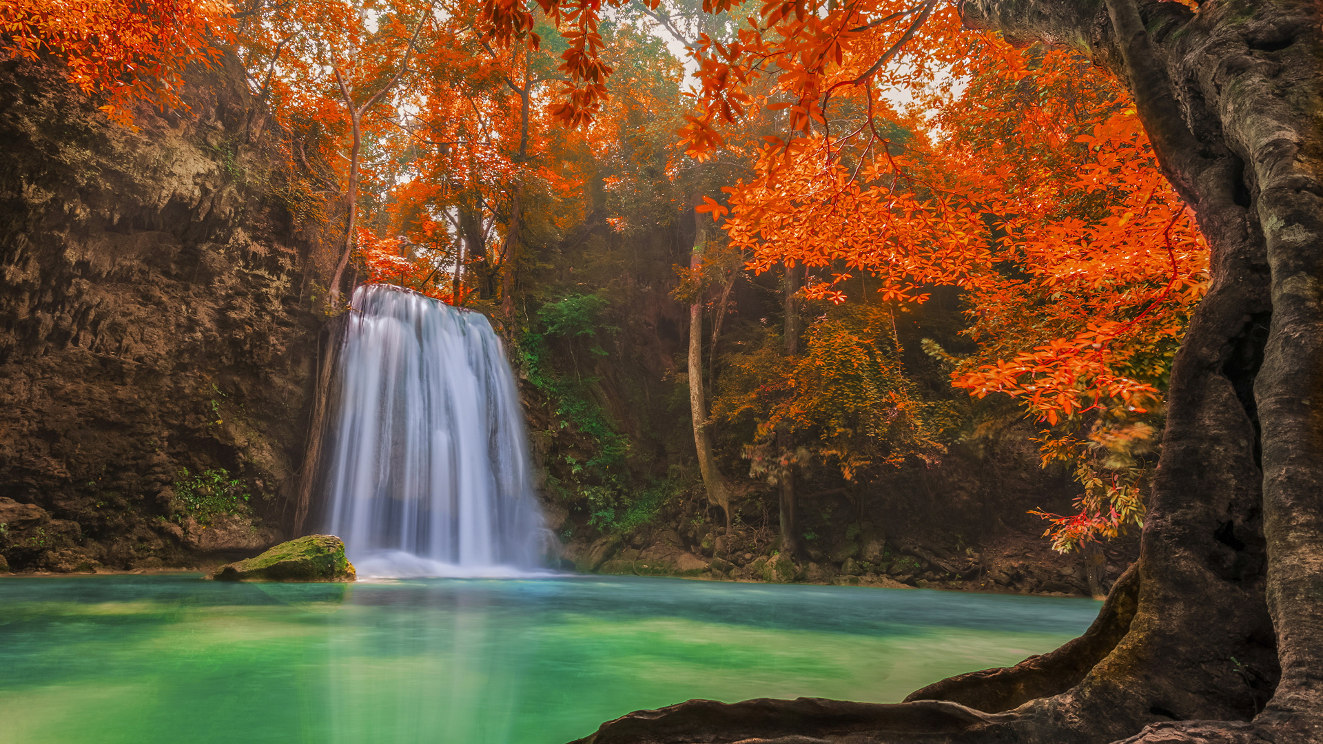 Обои Эраван Водопад, водопад, природа, водоем, природный ландшафт в разрешении 1920x1080