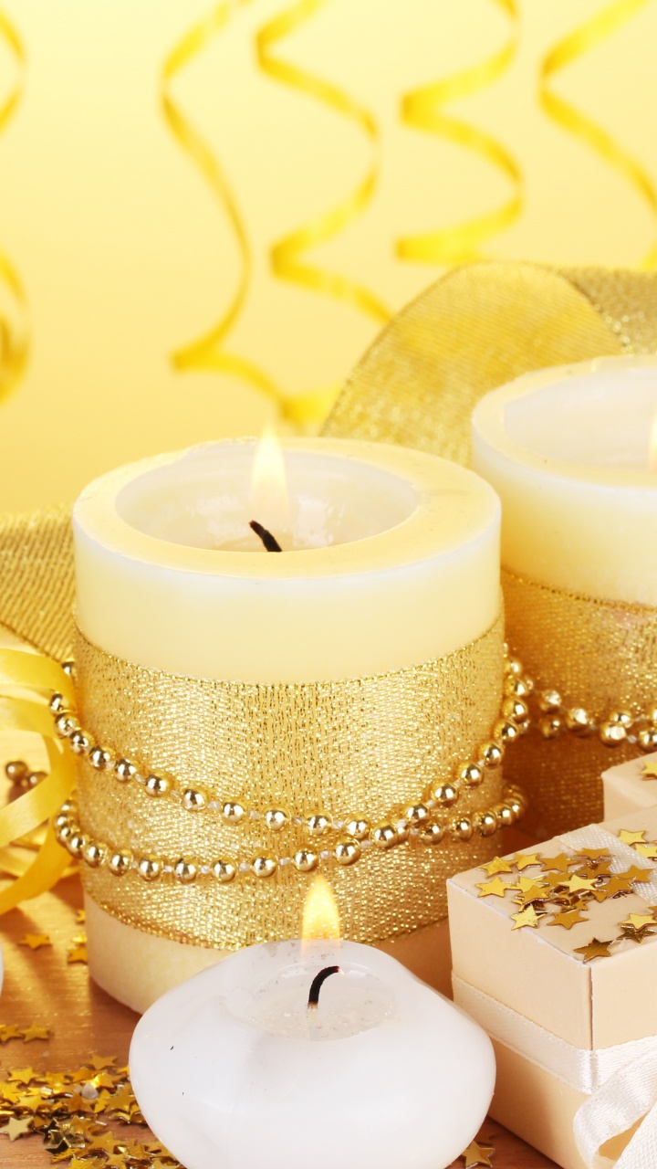 Обои свеча, желтый, освещение, воск, годовщина в разрешении 720x1280