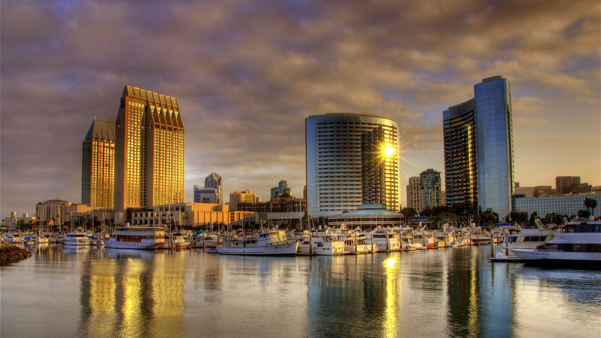 Обои Сан Диего, город, городской пейзаж, линия горизонта, небоскреб в разрешении 1920x1080