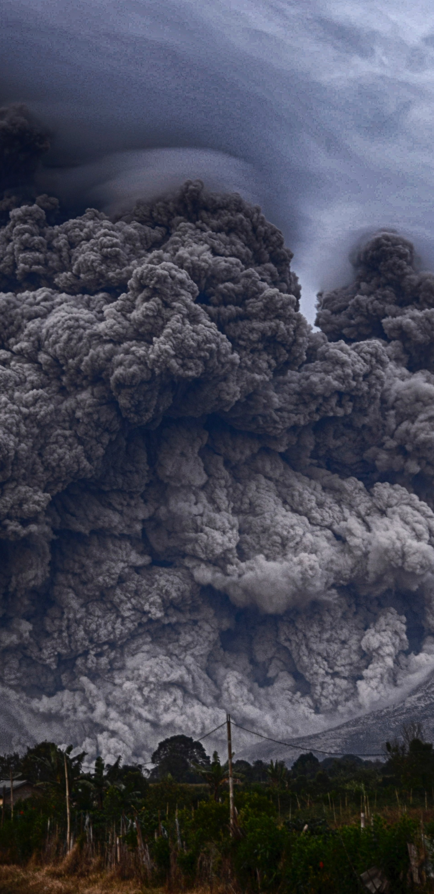 Обои небо, атмосфера, щитовой вулкан, стихийное бедствие, кучевое облако в разрешении 1440x2960